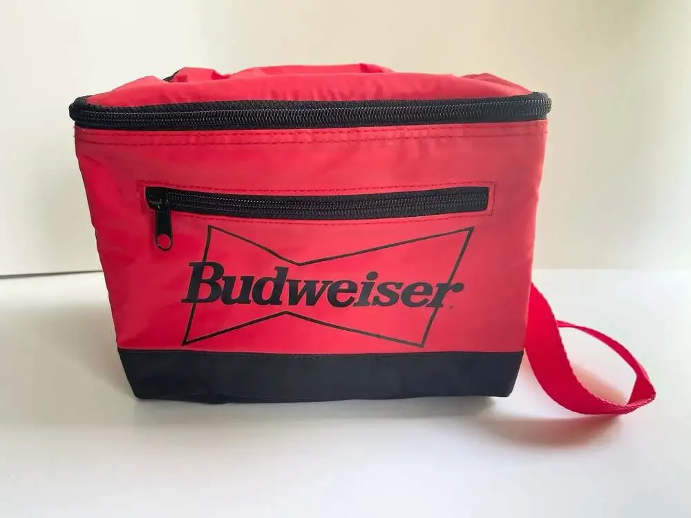 Budweiser Insulated Lunch Bag Cooler Red Black Soft Shell 6-Pack Carrier